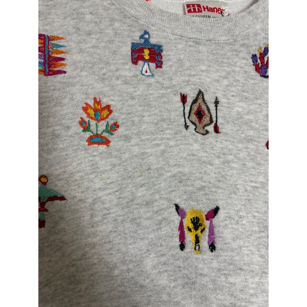Hanes Premium Weight XL Embroidered Southwestern Native Crewneck - Picture 4 of 9